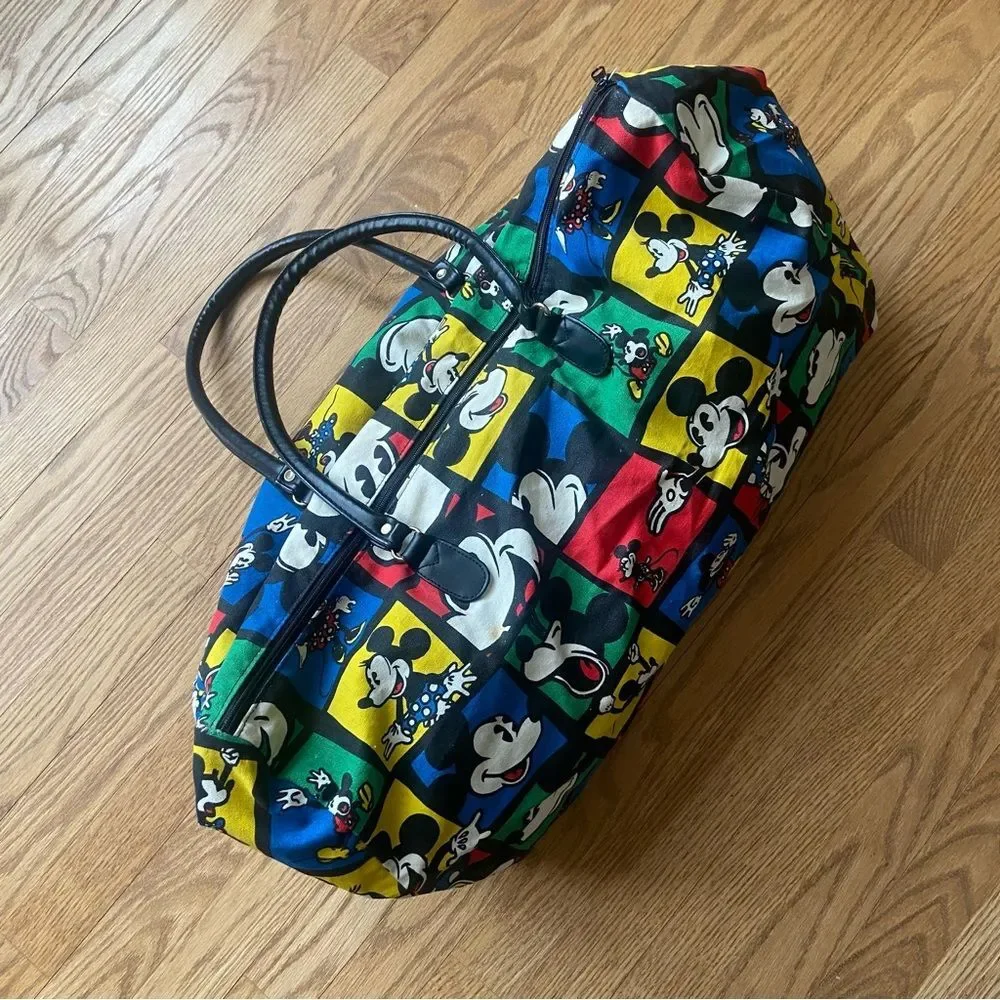 VINTAGE MICKEY MOUSE DISNEY COLORFUL TOTE DUFFEL BAG